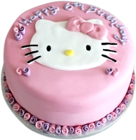 a pink birthday cake